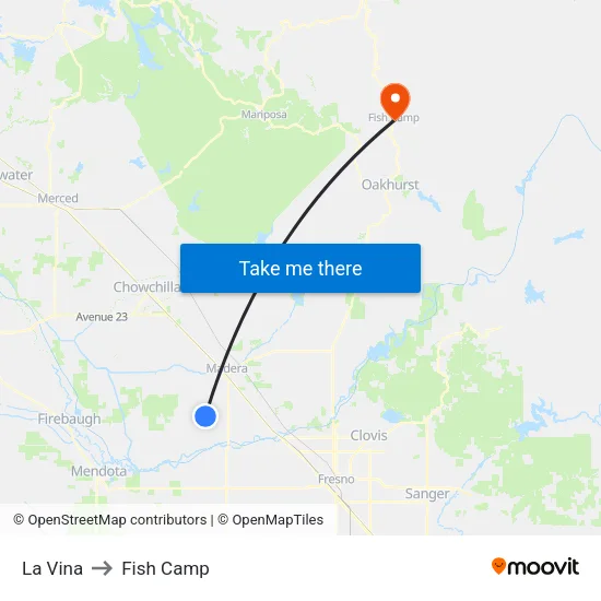 La Vina to Fish Camp map