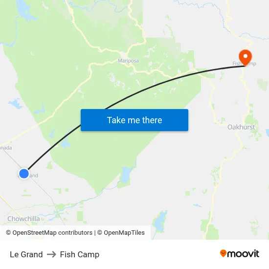 Le Grand to Fish Camp map