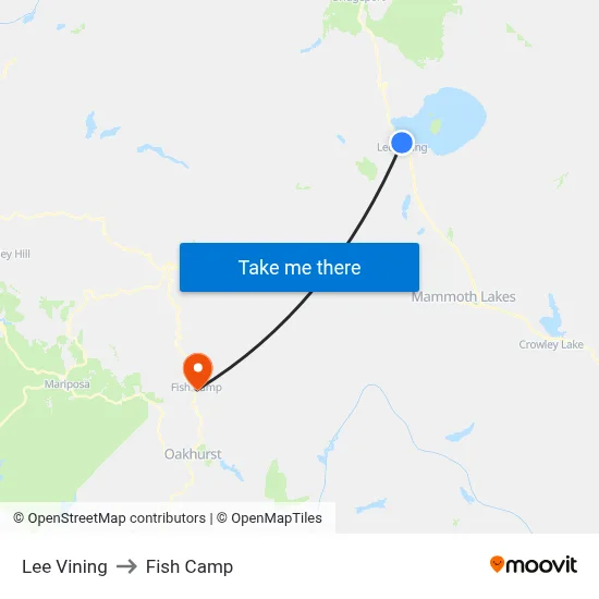 Lee Vining to Fish Camp map