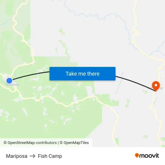 Mariposa to Fish Camp map