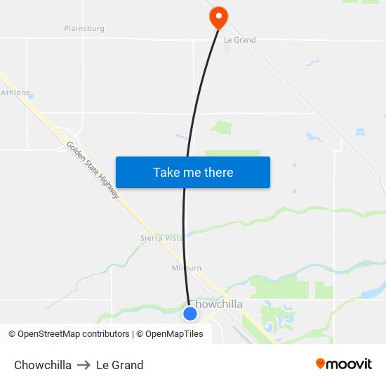 Chowchilla to Le Grand map