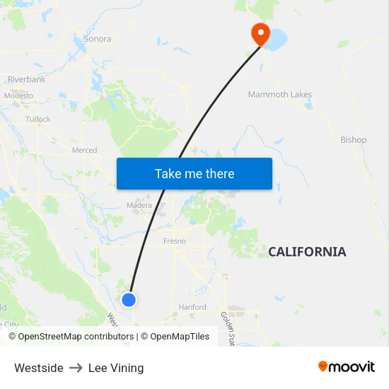 Westside to Lee Vining map