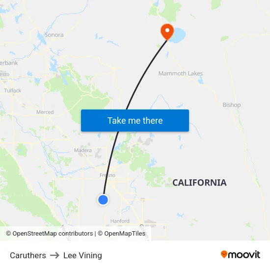 Caruthers to Lee Vining map