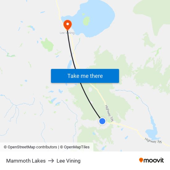 Mammoth Lakes to Lee Vining map