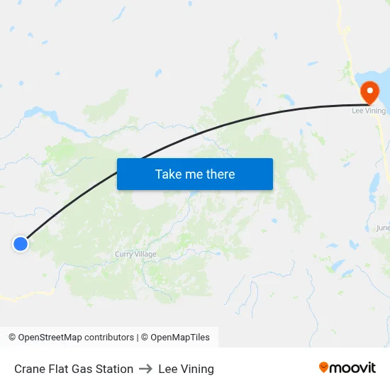 Crane Flat Gas Station to Lee Vining map