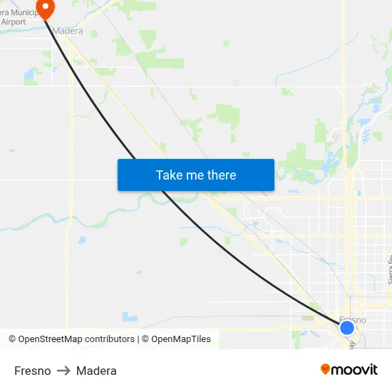 Fresno to Madera map