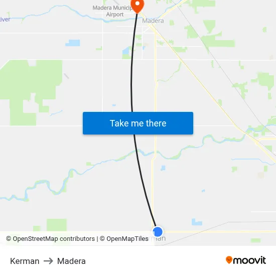 Kerman to Madera map