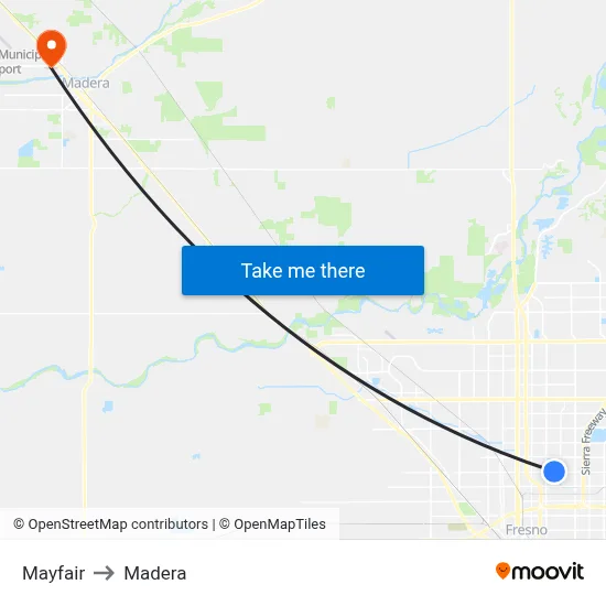 Mayfair to Madera map