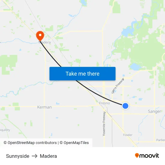 Sunnyside to Madera map