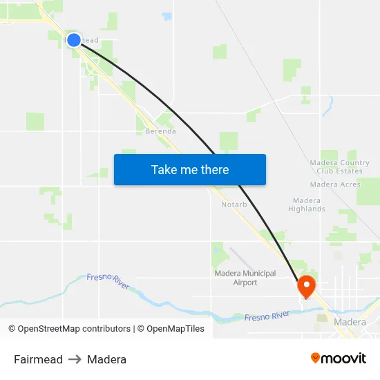 Fairmead to Madera map