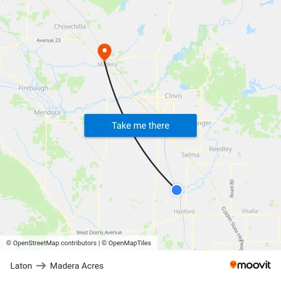 Laton to Madera Acres map