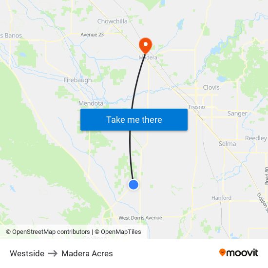 Westside to Madera Acres map