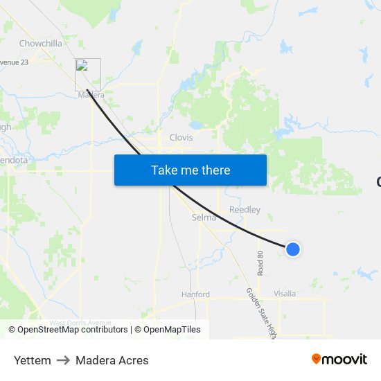 Yettem to Madera Acres map