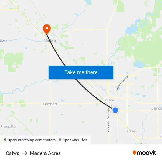 Calwa to Madera Acres map