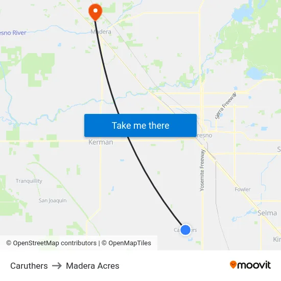 Caruthers to Madera Acres map