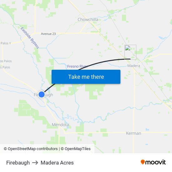 Firebaugh to Madera Acres map