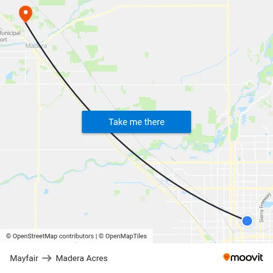 Mayfair to Madera Acres map