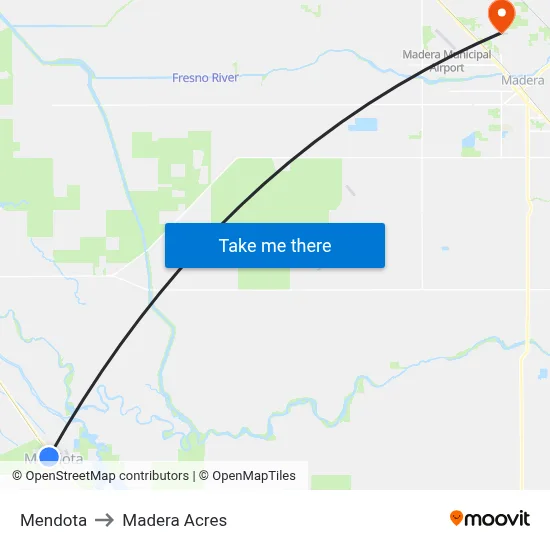 Mendota to Madera Acres map