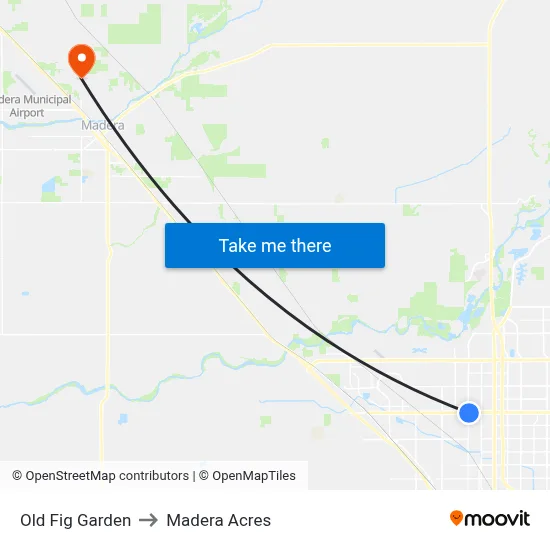 Old Fig Garden to Madera Acres map