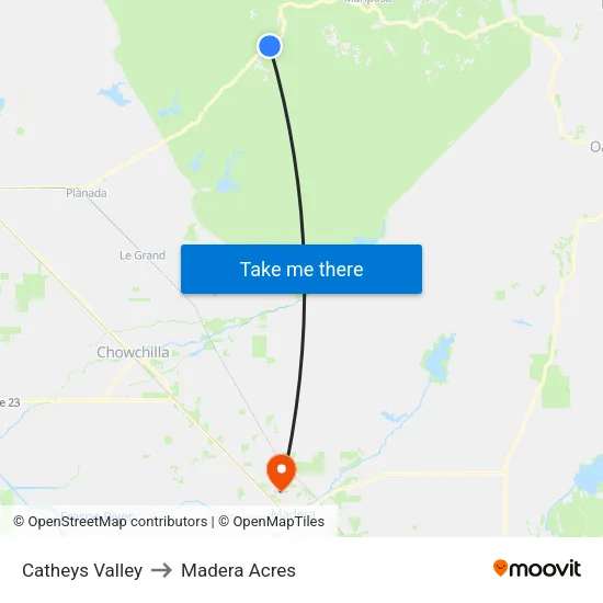 Catheys Valley to Madera Acres map