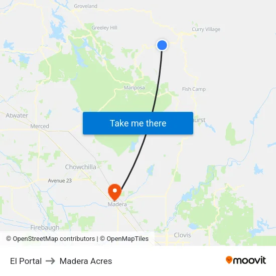 El Portal to Madera Acres map