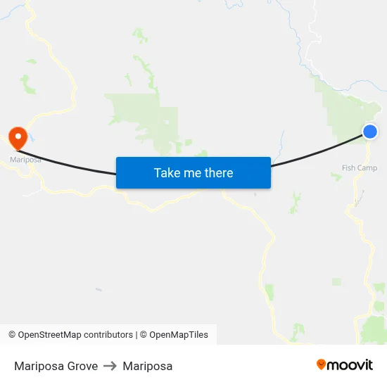 Mariposa Grove to Mariposa map