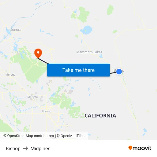 Bishop to Midpines map