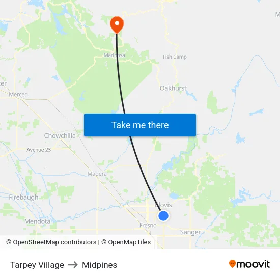 Tarpey Village to Midpines map