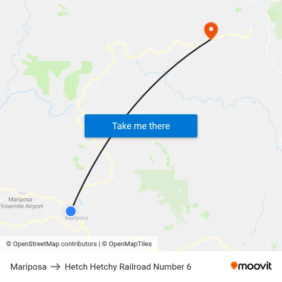 Mariposa to Hetch Hetchy Railroad Number 6 map