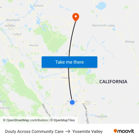 Douty Across Community Care to Yosemite Valley map