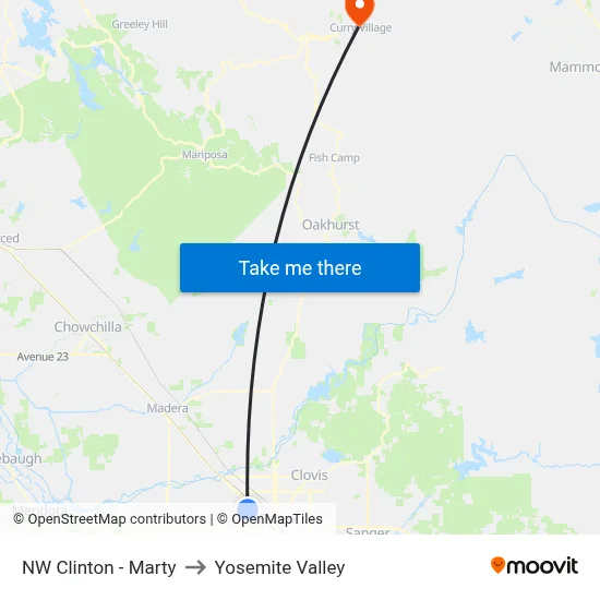 NW Clinton - Marty to Yosemite Valley map