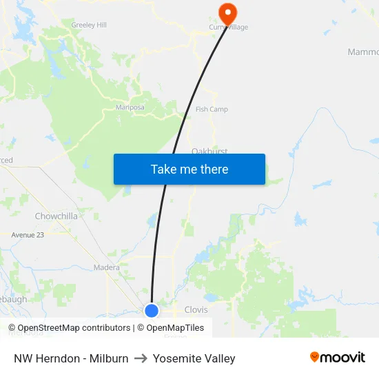 NW Herndon - Milburn to Yosemite Valley map