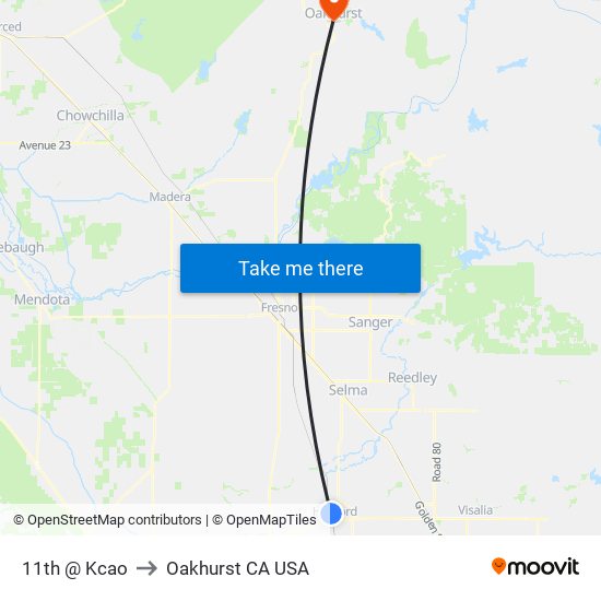 11th @ Kcao to Oakhurst CA USA map