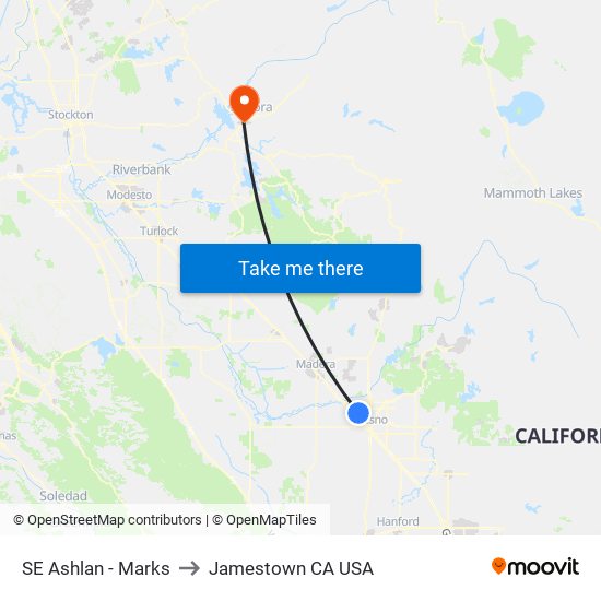 SE Ashlan - Marks to Jamestown CA USA map