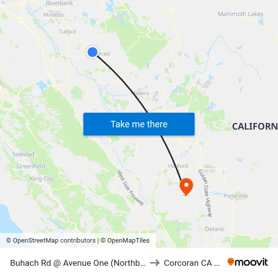 Buhach Rd @ Avenue One (Northbound) to Corcoran CA USA map