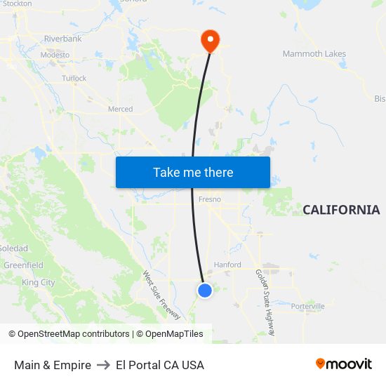 Main & Empire to El Portal CA USA map