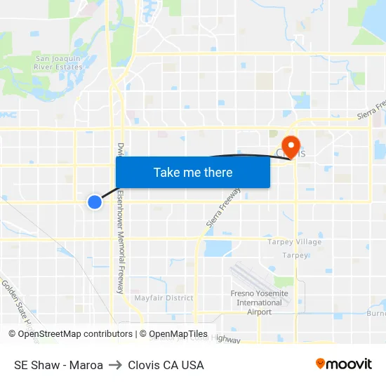 SE Shaw - Maroa to Clovis CA USA map