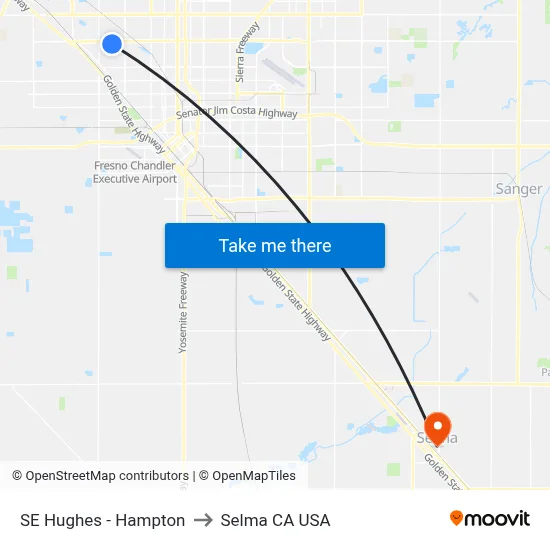 SE Hughes - Hampton to Selma CA USA map