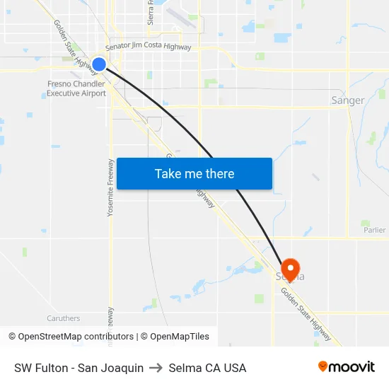 SW Fulton - San Joaquin to Selma CA USA map