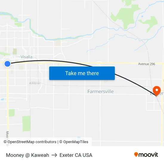 Mooney @ Kaweah to Exeter CA USA map
