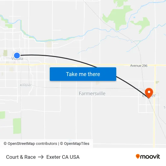 Court & Race to Exeter CA USA map