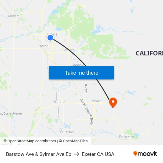 Barstow Ave & Sylmar Ave Eb to Exeter CA USA map