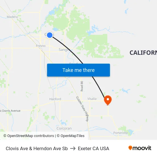 Clovis Ave & Herndon Ave Sb to Exeter CA USA map
