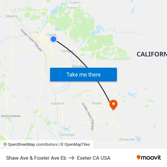 Shaw Ave & Fowler Ave Eb to Exeter CA USA map