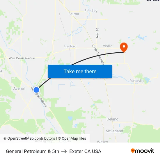 General Petroleum & 5th to Exeter CA USA map