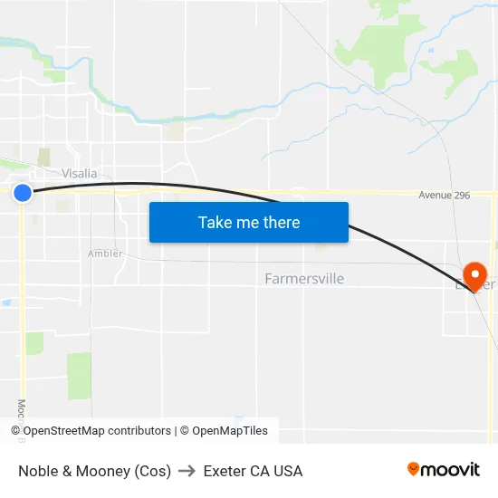 Noble & Mooney (Cos) to Exeter CA USA map