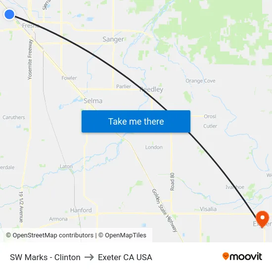 SW Marks - Clinton to Exeter CA USA map