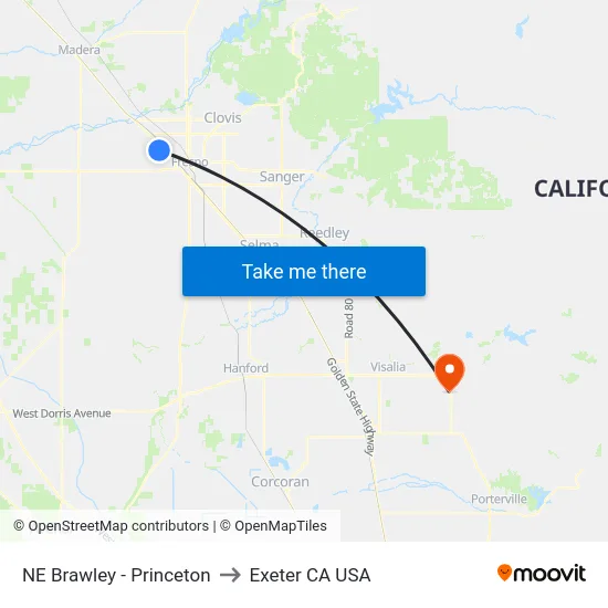 NE Brawley - Princeton to Exeter CA USA map