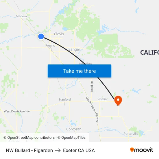 NW Bullard - Figarden to Exeter CA USA map