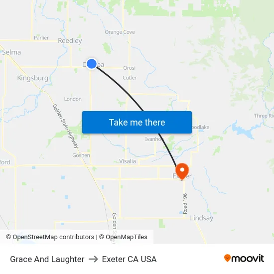 Grace And Laughter to Exeter CA USA map